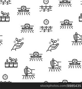 Sowing Agricultural Vector Seamless Pattern Thin Line Illustration. Sowing Agricultural Vector Seamless Pattern