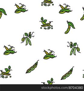 soy bean food pea green vector seamless pattern thin line illustration. soy bean food pea green vector seamless pattern