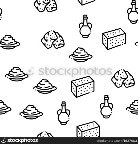 Soy Bean Food Product Seamless Pattern Vector Thin Line. Illustrations. Soy Bean Food Product Seamless Pattern Vector