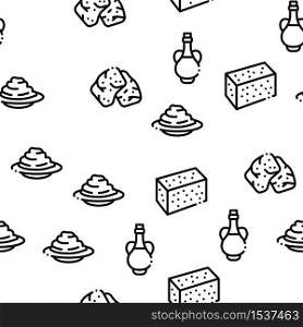 Soy Bean Food Product Seamless Pattern Vector Thin Line. Illustrations. Soy Bean Food Product Seamless Pattern Vector