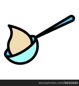 Soy cream spoon icon outline vector. Food soya. Bean tofu color flat. Soy cream spoon icon vector flat