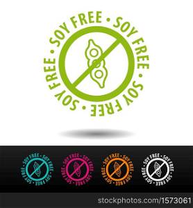 Soy free badge, logo, icon. Flat vector illustration on white background. Can be used business company.