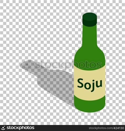 Soy sauce in a green bottle isometric icon 3d on a transparent background vector illustration. Soy sauce in a bottle isometric icon