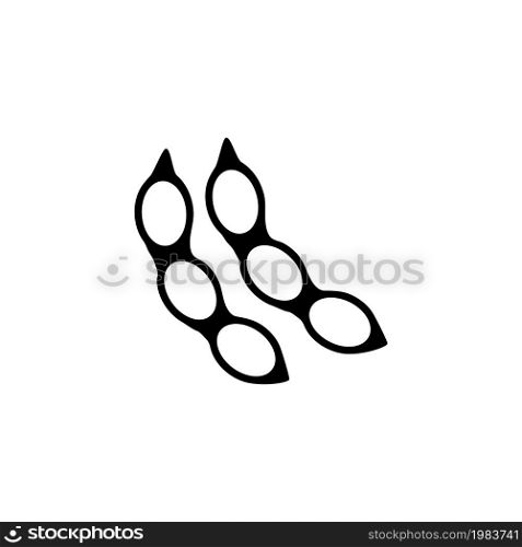 Soya Bean Pod, Soybean. Flat Vector Icon illustration. Simple black symbol on white background. Soya Bean Pod, Soybean sign design template for web and mobile UI element. Soya Bean Pod, Soybean Flat Vector Icon