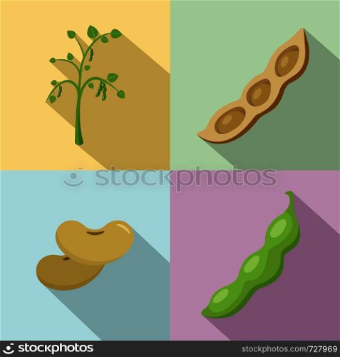 Soybean soy beans seed icons set. Flat illustration of 4 soybean soy beans seed vector icons for web. Soybean soy beans seed icons set flat style