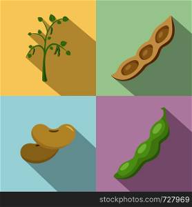 Soybean soy beans seed icons set. Flat illustration of 4 soybean soy beans seed vector icons for web. Soybean soy beans seed icons set flat style