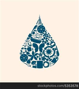 spa a drop. Drop of water from spa elements. A vector illustration