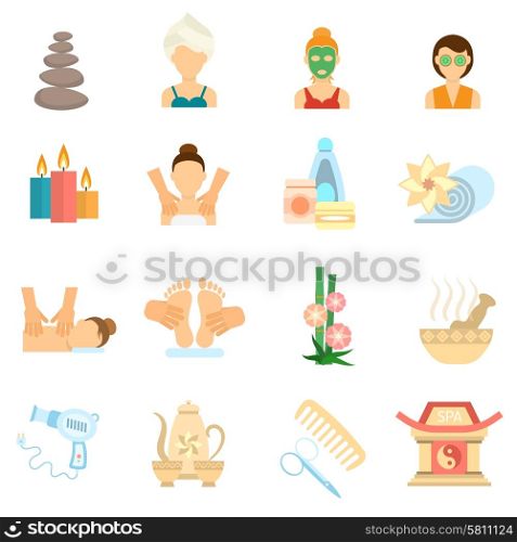 Spa and body care icons flat set isolated vector illustration. Spa Icons Flat