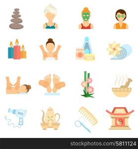 Spa and body care icons flat set isolated vector illustration. Spa Icons Flat