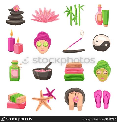 Spa and body therapy decorative icons set with isolated vector illustration. Spa Icons Set