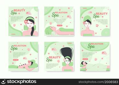 Spa and Massage Post Editable of Square Background Illustration Suitable for Social media, Feed, Card, Greetings, Print and Web Internet Ads