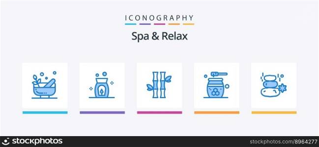 Spa And Relax Blue 5 Icon Pack Including natural. honey. forest. grooming. beauty. Creative Icons Design