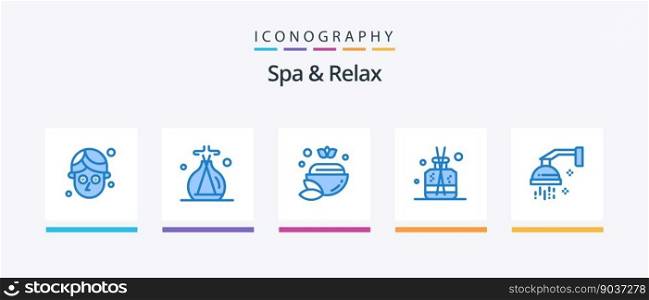 Spa And Relax Blue 5 Icon Pack Including relaxation. beauty. spa. bathroom. green. Creative Icons Design