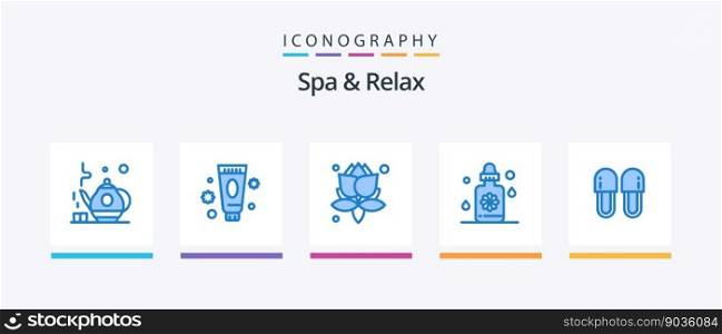 Spa And Relax Blue 5 Icon Pack Including relaxation. cosmetics. leaves. beauty. treatment. Creative Icons Design