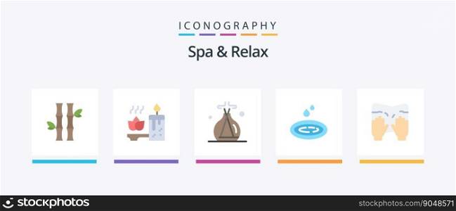 Spa And Relax Flat 5 Icon Pack Including type. spa. spa. droop. rain. Creative Icons Design