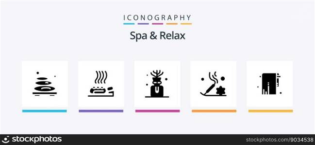 Spa And Relax Glyph 5 Icon Pack Including aromatherapy . bottle spa. health . oil .. Creative Icons Design