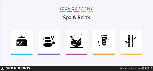 Spa And Relax Glyph 5 Icon Pack Including beauty . spa. spa . bowl . grinding. Creative Icons Design