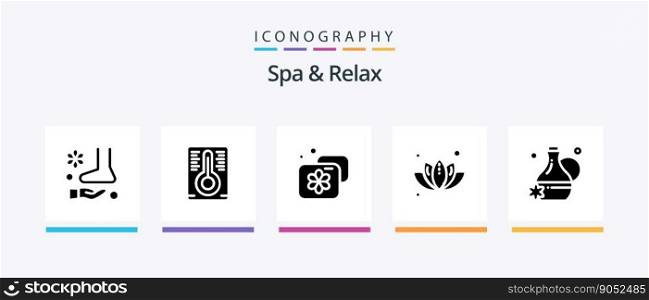Spa And Relax Glyph 5 Icon Pack Including plant . green . temperature measurement. facility. Creative Icons Design