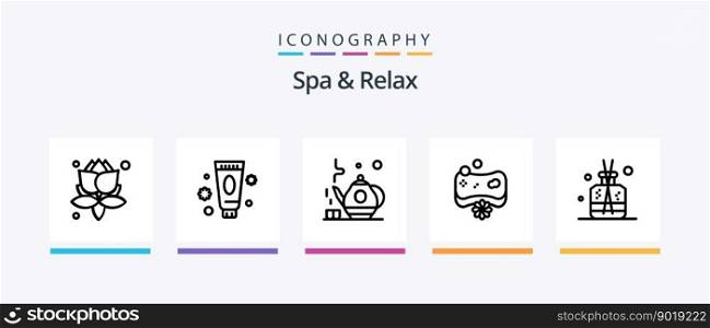 Spa And Relax Line 5 Icon Pack Including spa. care. incense. beauty. fire. Creative Icons Design