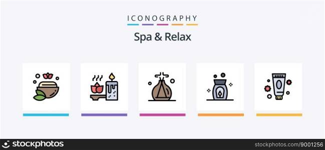 Spa And Relax Line Filled 5 Icon Pack Including soap . beauty . spa . teapot. Creative Icons Design