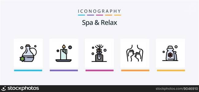 Spa And Relax Line Filled 5 Icon Pack Including spa. heat . hotel . health .. Creative Icons Design