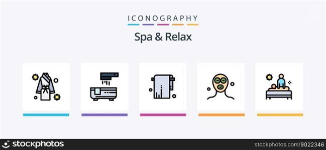Spa And Relax Line Filled 5 Icon Pack Including . spa . relax . oil . beauty. Creative Icons Design