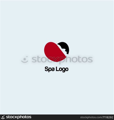 Spa and Salon logo. Beautiful lady in heart vector icon. Massage and cosmetic products.