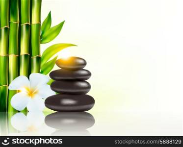 Spa background with bamboo and stones. Vector.