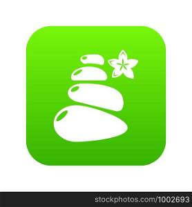 Spa balance stones icon green vector isolated on white background. Spa balance stones icon green vector