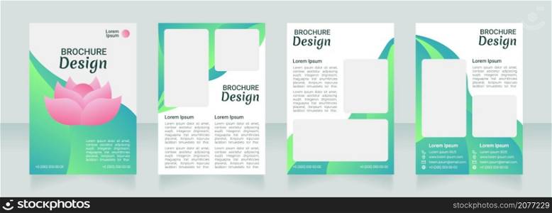 Spa blank brochure design. Meditation class. Template set with copy space for text. Premade corporate reports collection. Editable 4 paper pages. Robot Medium, Light, Merienda Bold fonts useds. Spa blank brochure design