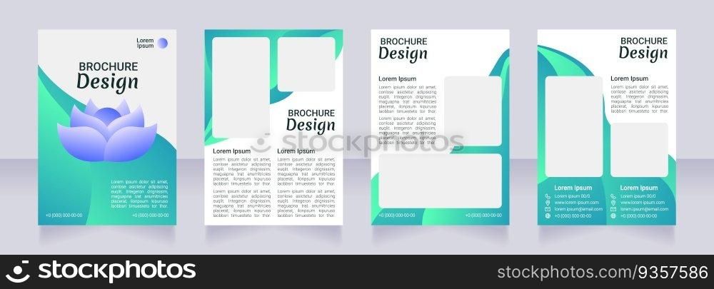 Spa blue blank brochure design. Meditation class. Template set with copy space for text. Premade corporate reports collection. Editable 4 paper pages. Robot Medium, Light, Merienda Bold fonts useds. Spa blue blank brochure design