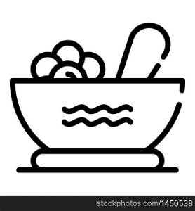 Spa bowl icon. Outline spa bowl vector icon for web design isolated on white background. Spa bowl icon, outline style
