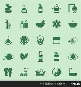 Spa color icons on green background, stock vector