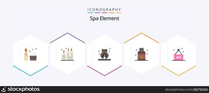 Spa Element 25 Flat icon pack including spa. oil. spa. jar. spa