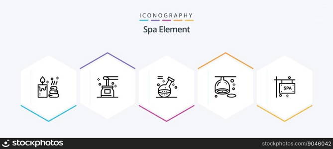 Spa Element 25 Line icon pack including sign. lemon. element. fruit. citrus