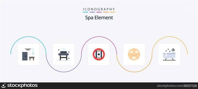 Spa Element Flat 5 Icon Pack Including wellness. face. wellness. cosmetics. spa