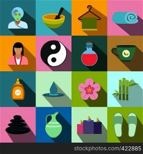 Spa flat icons set for web and mobile devices. Spa flat icons set