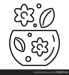 Spa flower pot icon. Outline spa flower pot vector icon for web design isolated on white background. Spa flower pot icon, outline style