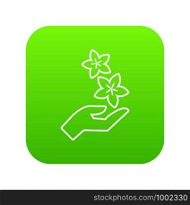 Spa hand care icon green vector isolated on white background. Spa hand care icon green vector