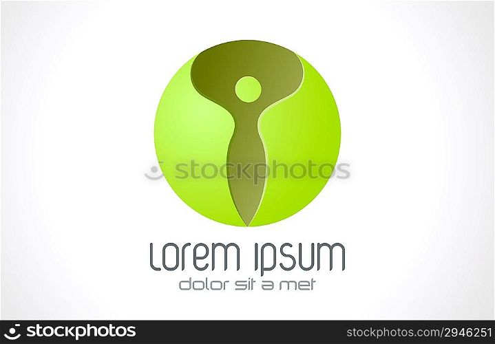 SPA Health beauty logo template. Abstract woman character icon.Green Sphere Vector.