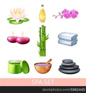 Spa health care and wellness therapy set isolated vector illustration. Spa And Wellness Set
