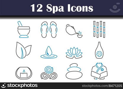 Spa Icon Set. Editable Bold Outline With Color Fill Design. Vector Illustration.