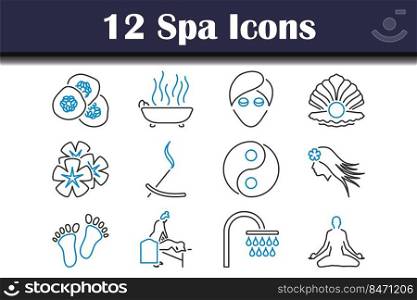 Spa Icon Set. Editable Bold Outline With Color Fill Design. Vector Illustration.