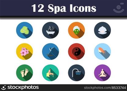 Spa Icon Set. Flat Design With Long Shadow. Vector illustration.