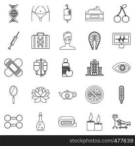 Spa icons set. Outline set of 25 spa vector icons for web isolated on white background. Spa icons set, outline style