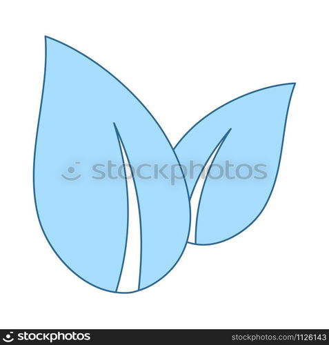 Spa Leaves Icon. Thin Line With Blue Fill Design. Vector Illustration.