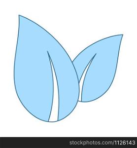 Spa Leaves Icon. Thin Line With Blue Fill Design. Vector Illustration.