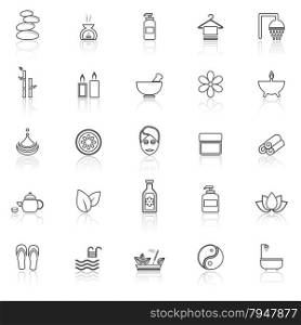 Spa line icons with reflect on white, stock vector