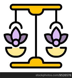 Spa meditation balance icon outline vector. Stress reduction. Calm health color flat. Spa meditation balance icon vector flat