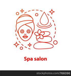 Spa salon concept icon. Aromatherapy idea thin line illustration. Wellness. Relax. Vector isolated outline drawing. Spa salon concept icon